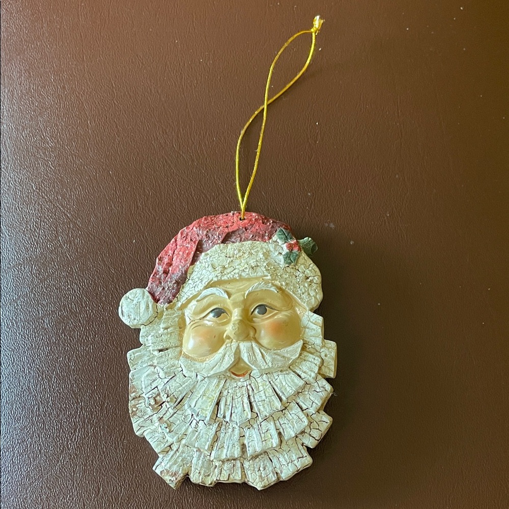 VTG Festive Santa Claus Ornament - Red and Cream